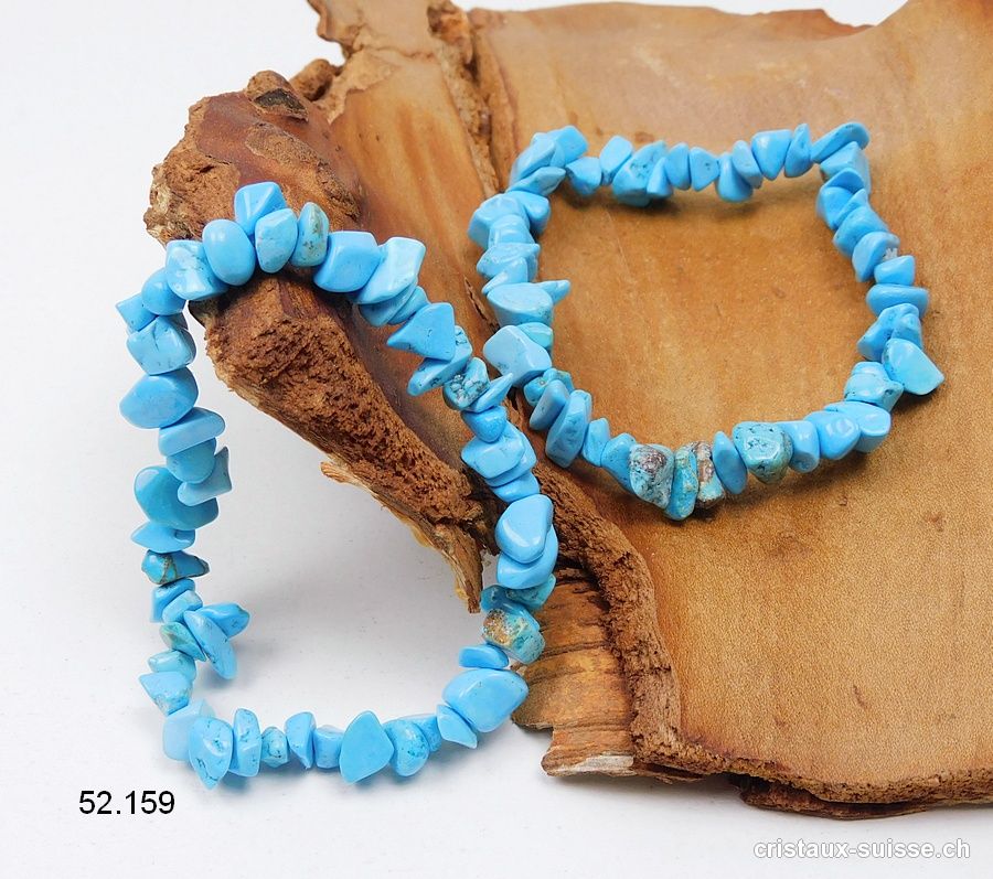 Bracelet Turquénite - Howlite bleue claire, élastique 17,5 - 18,5 cm. Taille M. OFFRE SPECIALE