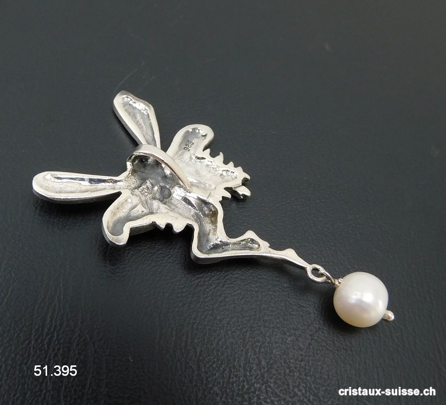 Pendentif Perle d'eau douce ELFE en argent 925. Taille L