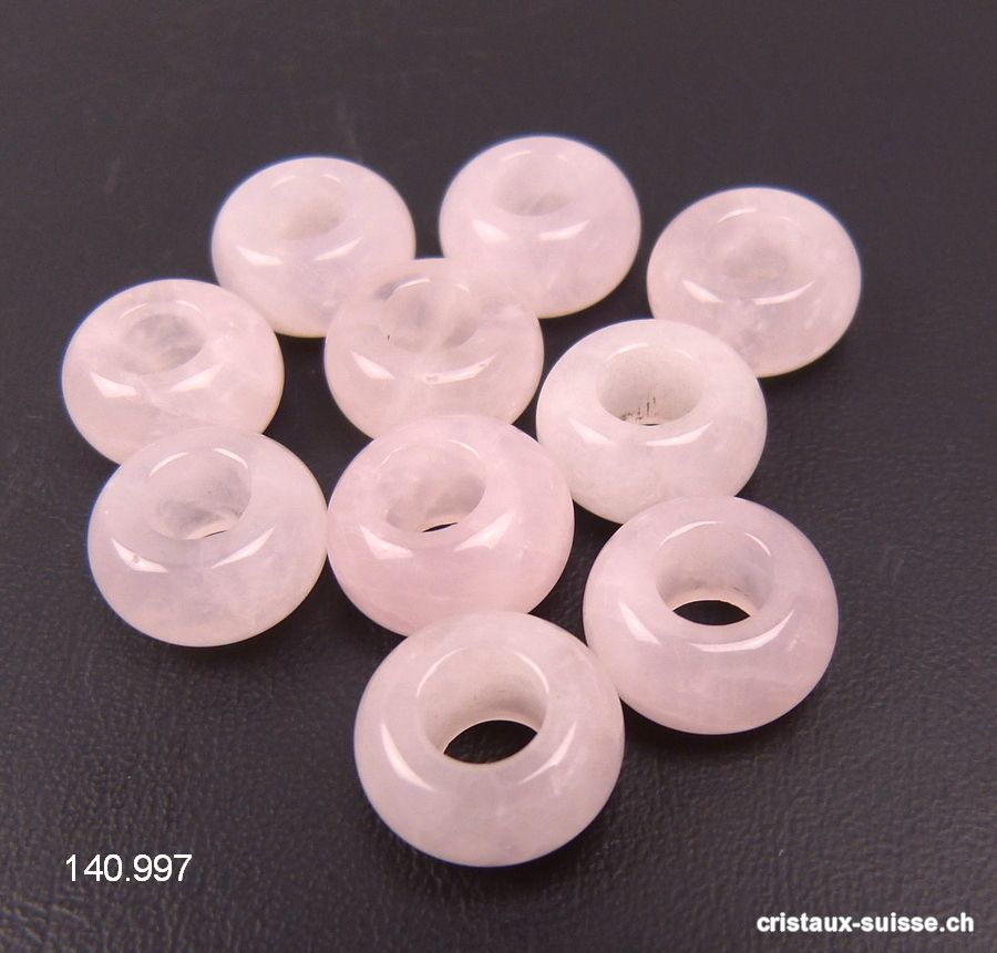 Quartz rose Donut - Rondelle 1,4 x 0,7 cm / trou 6 mm