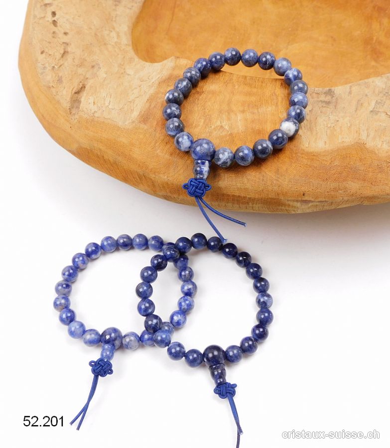 Bracelet Sodalite 8 mm, élastique 16,5 - 17 cm. Petite taille