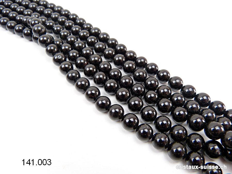 Rang Tourmaline noire 8 - 8,5 mm / 39 cm, env. 47 boules