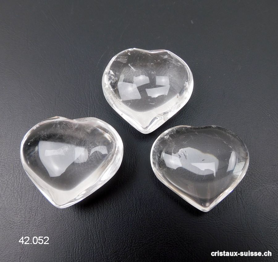 Coeur Cristal de Roche 3,5 - 4 x 3 - 3,5 cm