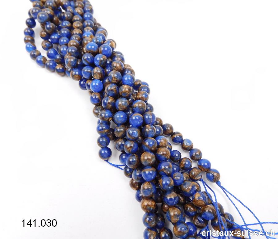 Rang Agate décor Aqua -Terra Bleu Roi 6 - 6,5 mm / 38 cm, env. 60 boules. Offre Spéciale