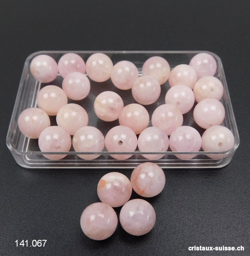 Morganite rose-pêche - Béryl, boule percée 8,5  mm. Offre Spéciale