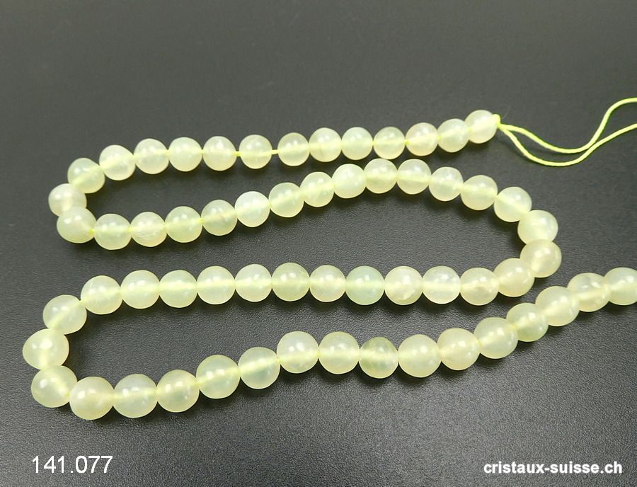 Rang Jade Serpentine vert clair 6 - 6,5 mm / 38 cm, env. 62 boules