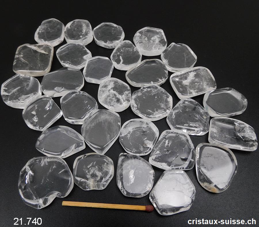 Cristal de roche plat facetté, 2 à 2,8 cm / 7 à 10 grammes
