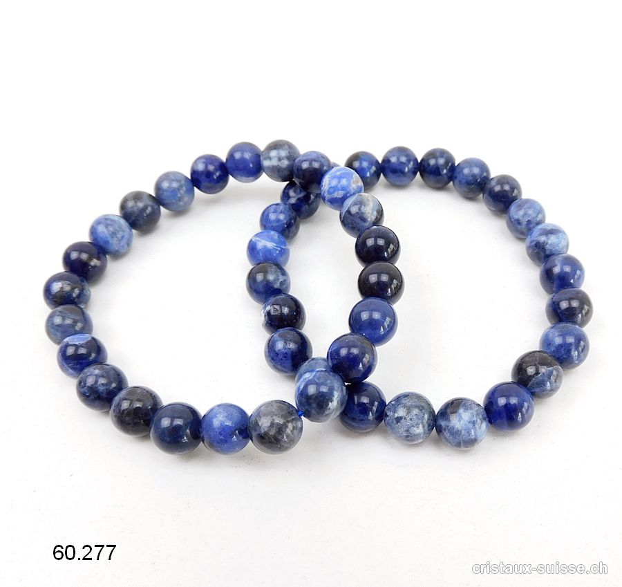 Bracelet Sodalite foncée 8,5 mm, élastique 18,5 - 19 cm