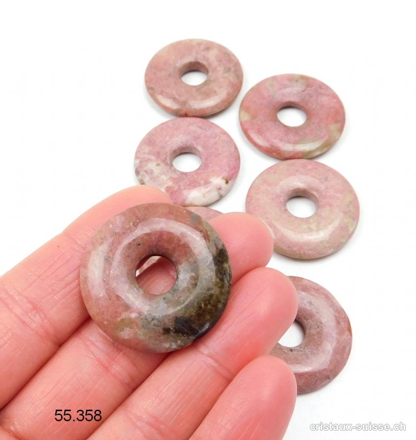 Rhodonite Donut 3 cm, Qual AB. OFFRE SPECIALE