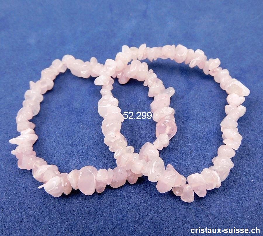 Bracelet Quartz rose, élastique 19 cm. Taille M-L
