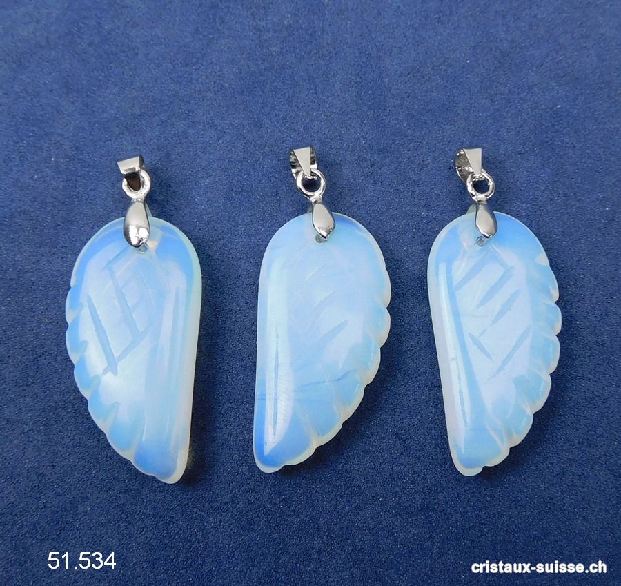 Pendentif Opalite - Opaline Aile d'Ange avec boucle métal 3 cm