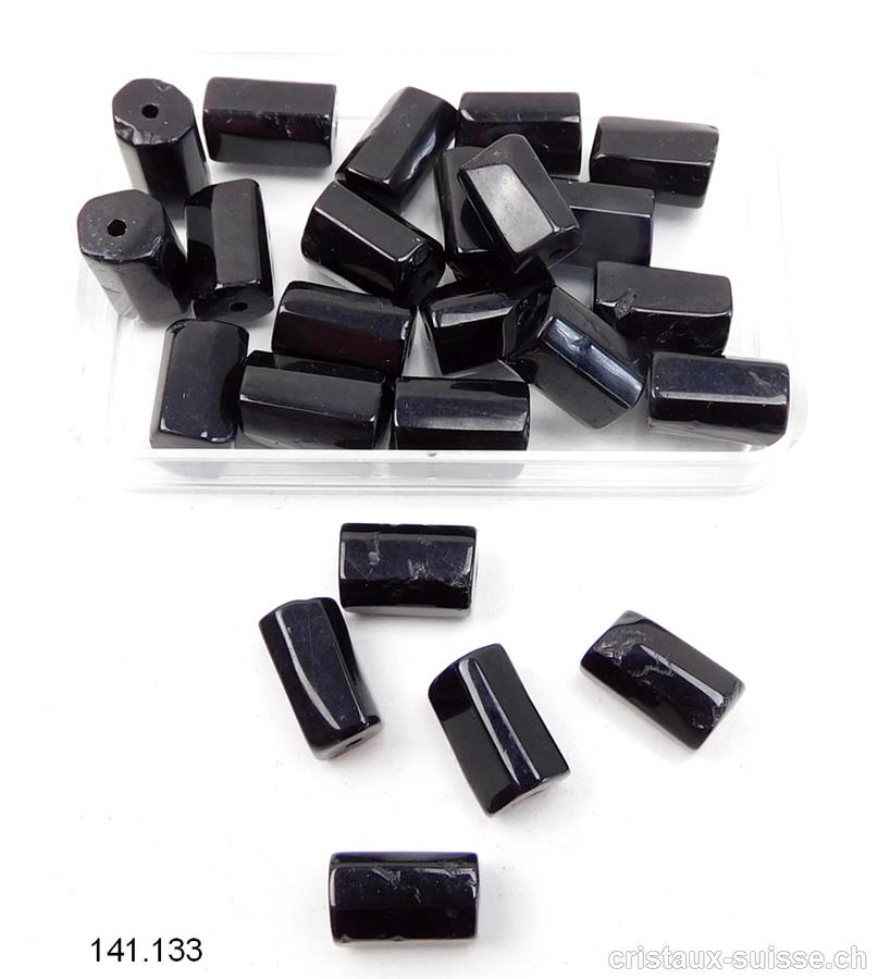 Tourmaline noire - Schörl, tube percé env. 7 - 10 x 6 - 7 mm