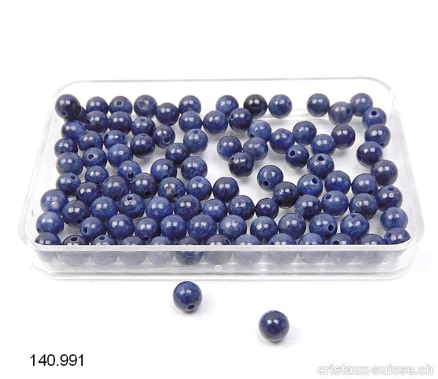 Saphir bleu-gris foncé, boule percée 3,8 à 4,2 mm