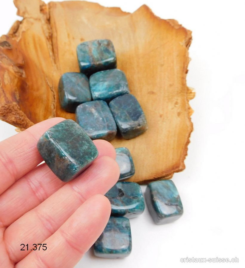 Apatite carrée bleue - brune 2 - 2,5 cm / 19 à 30 grammes. Taille L - XL. OFFRE SPECIALE