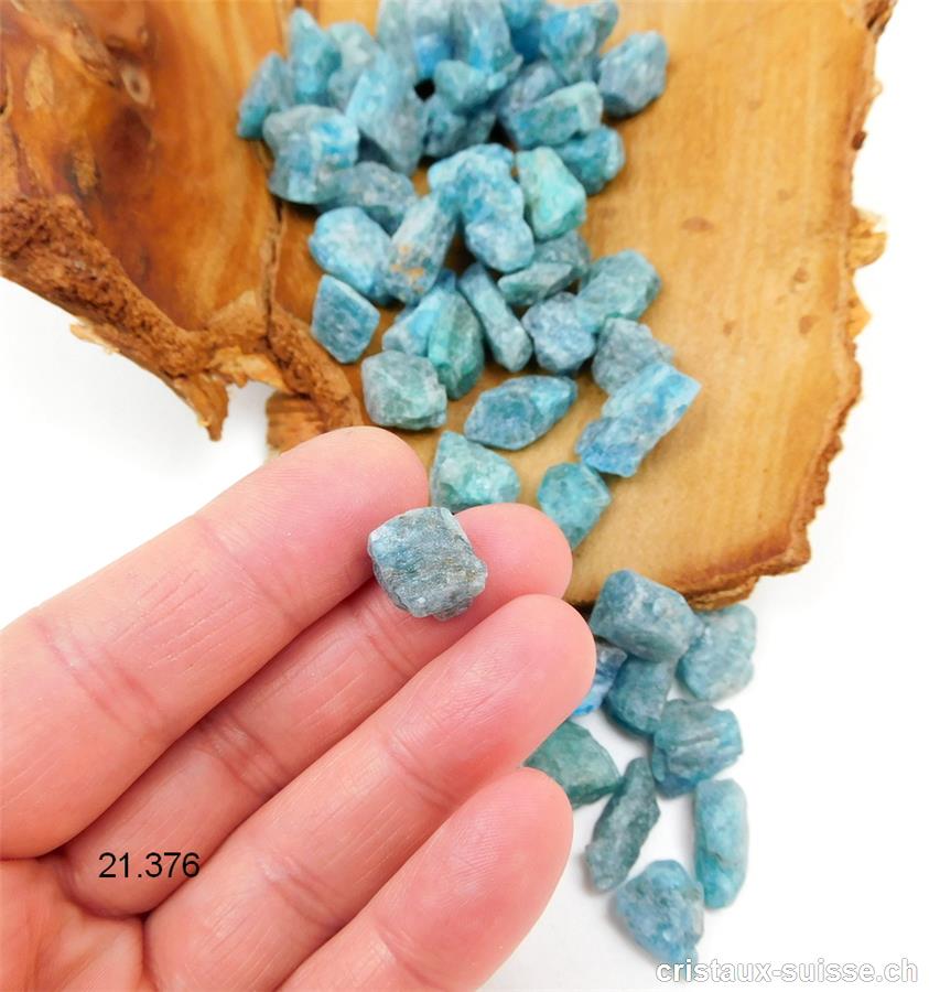 Apatite bleue brute de Madagascar 1 à 2 cm. Taille S
