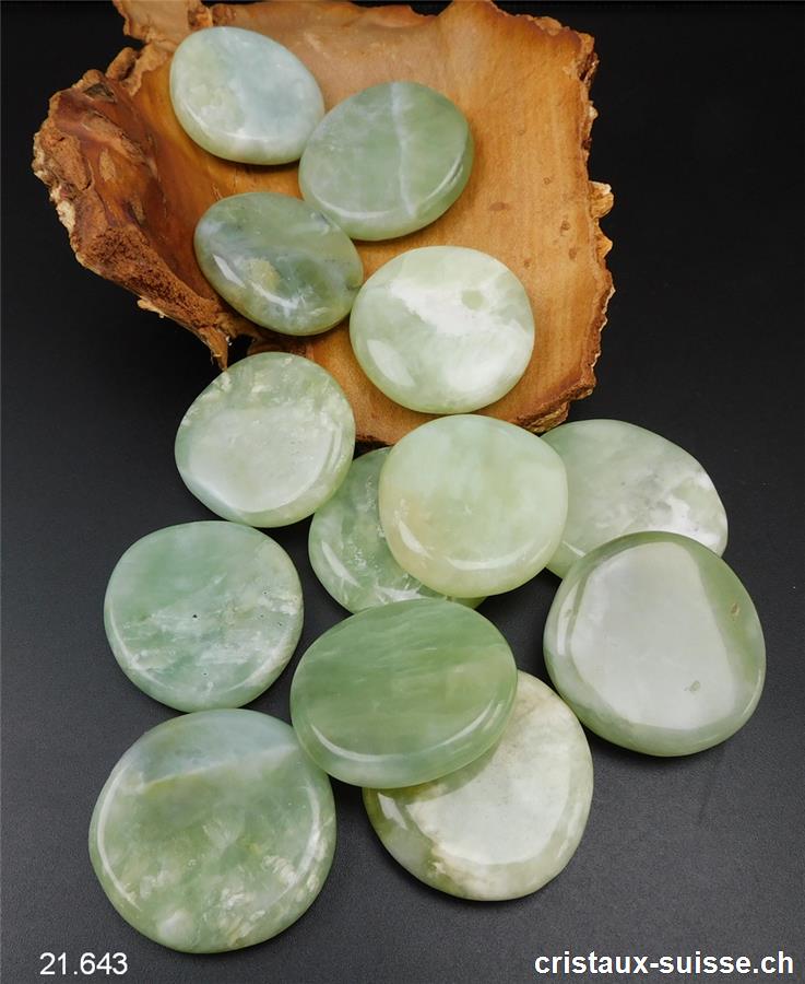 Jade Serpentine verte plate 4 à 4,5 cm. Taille XL