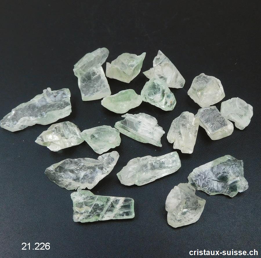 Hiddénite brute - Kunzite verte claire, 1 à 2 cm. OFFRE SPECIALE