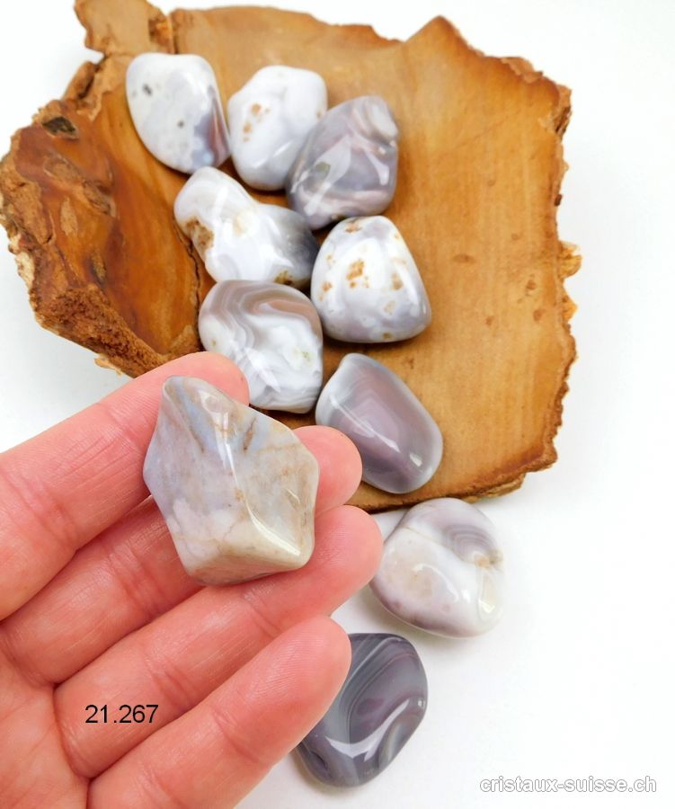 Agate Botswana gris-beige-rose 3 à 4 cm / 18 à 25 grammes. Taille L-XL. OFFRE SPECIALE