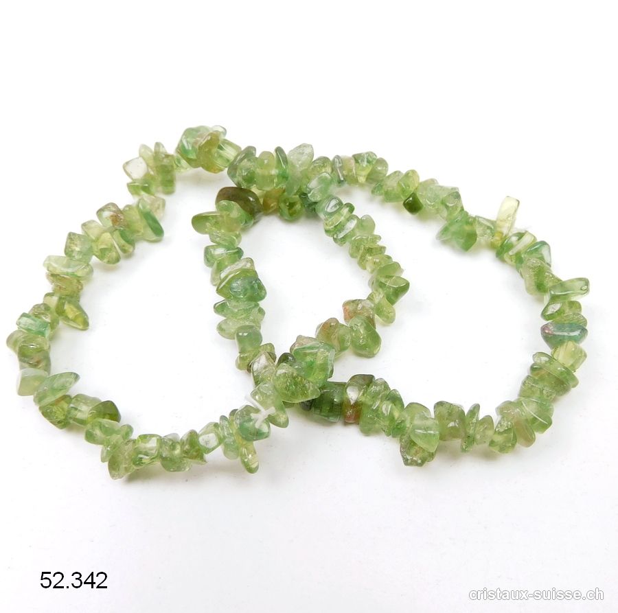 Bracelet Apatite verte, élastique 18 - 18,5 cm. Taille M