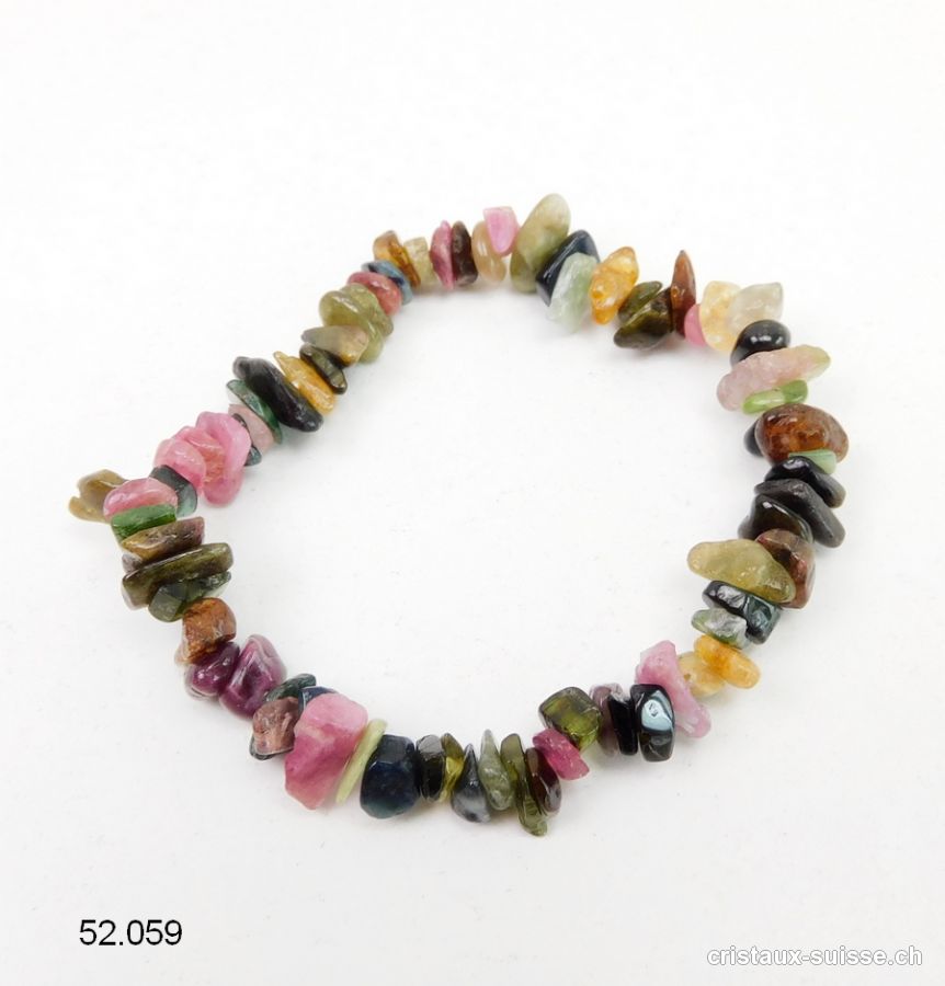 Bracelet Tourmaline multi, élastique 18 - 18,5 cm