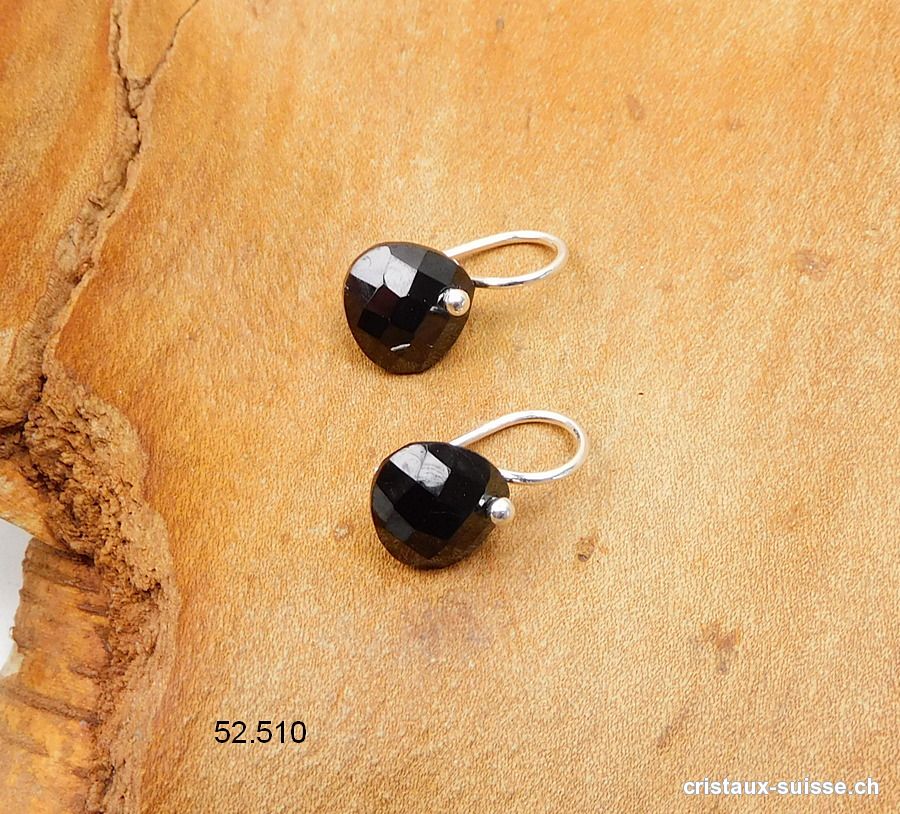 Boucles d'oreilles Spinelle noir facetté en argent 925