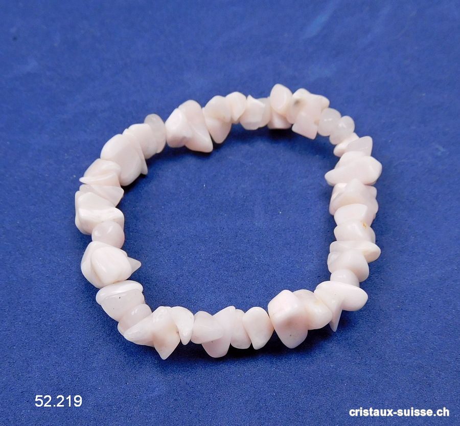 Bracelet Manganocalcite rose claire, élastique 17 cm. Taille SM