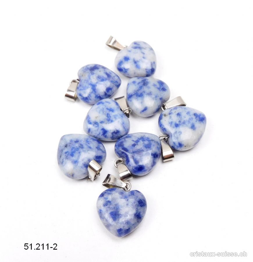 Pendentif Sodalite coeur 1,6 cm, boucle métal