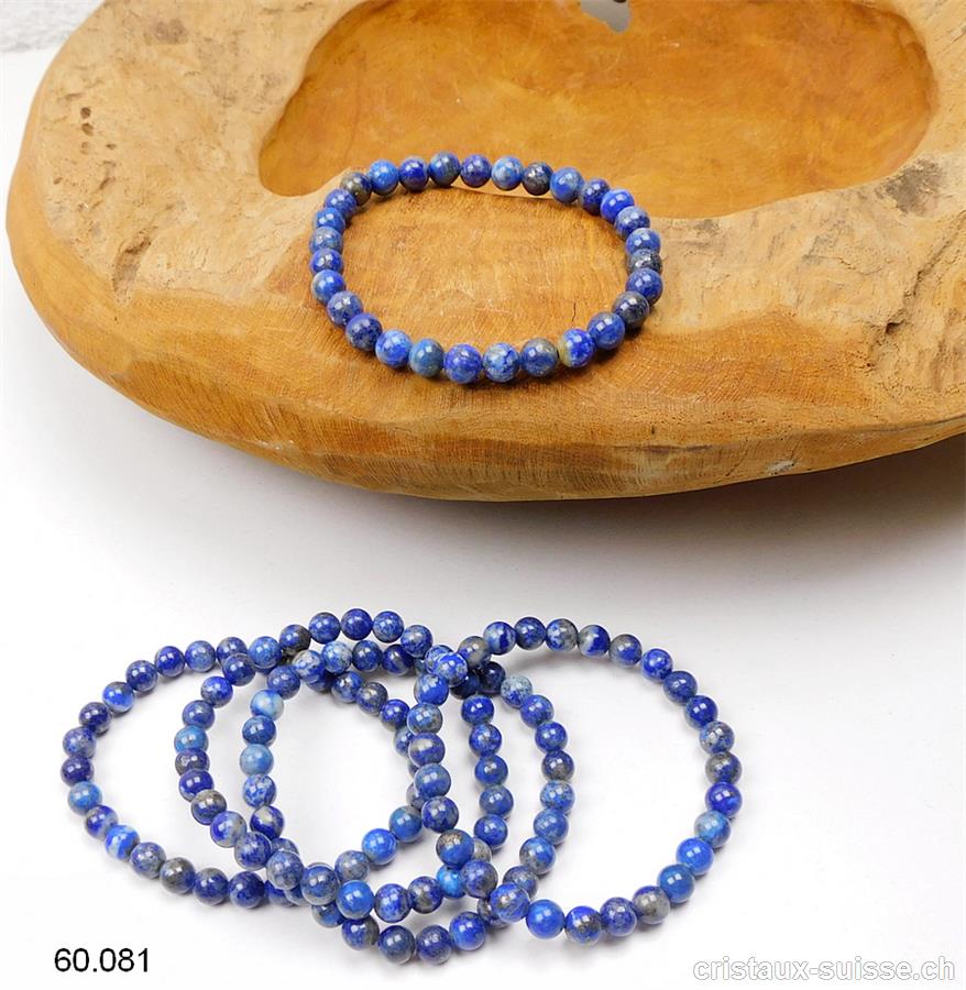 Bracelet Lapis-lazuli 6,5 mm, élastique 18 cm. Taille SM