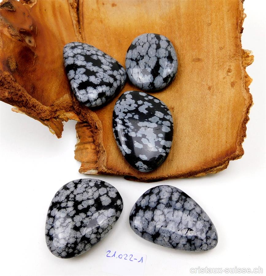 Obsidienne Flocons de Neige plate 3,5 - 4 cm. Taille L. 