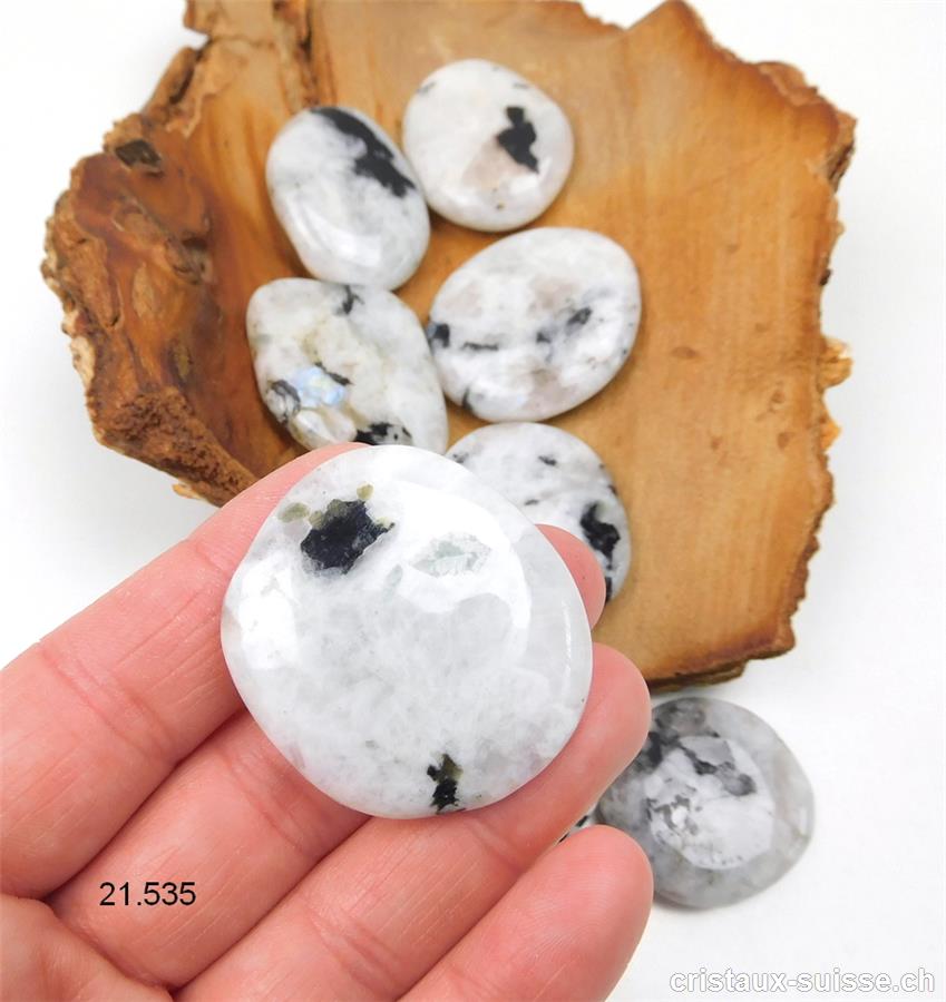 Pierre de Lune blanche plate 3,5 - 4 cm / 18 à 20 grammes. Taille L