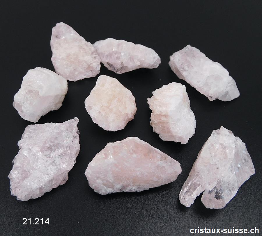 Morganite rose pâle, cristal brut 2,5 à 3,5 cm. M