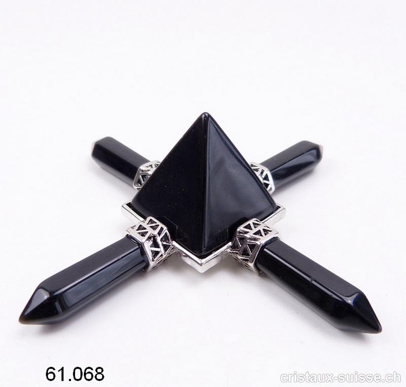 Obsidienne noire, pyramide Amplificateur d'énergie. env. 9 cm