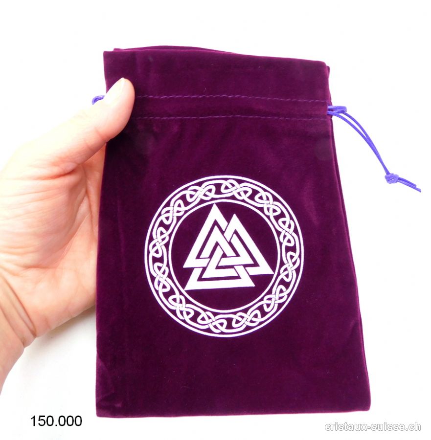 Pochette velours TRIANGLES violet 17,5 x 13 cm. Taille XL