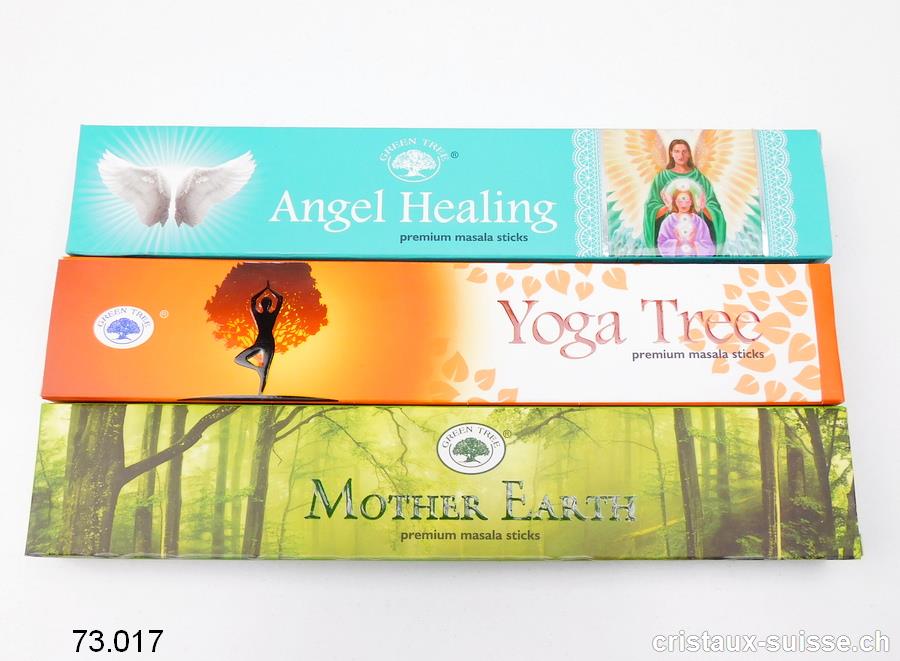 3 Boîtes - Bâtons Encens MOTHER EARTH - YOGA TREE - ANGEL HEALING. Offre Spéciale