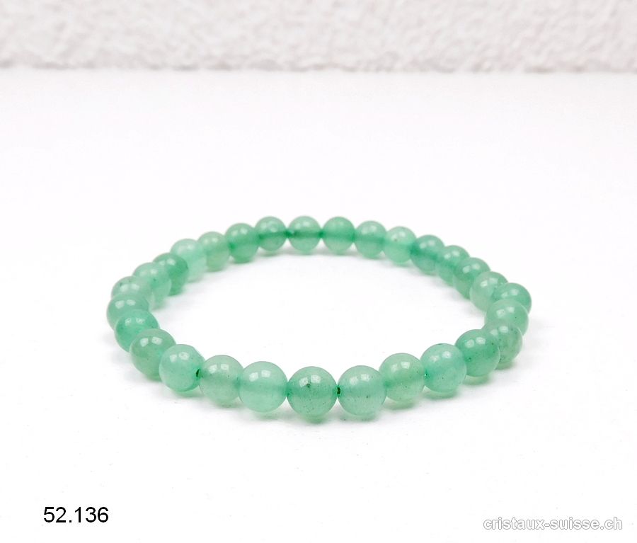 Bracelet Aventurine verte 6,5 mm/18,5 - 19 cm. Taille ML