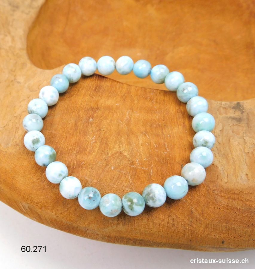 Bracelet Larimar bleu-vert 7 mm / 18,5 cm. Offre Spéciale