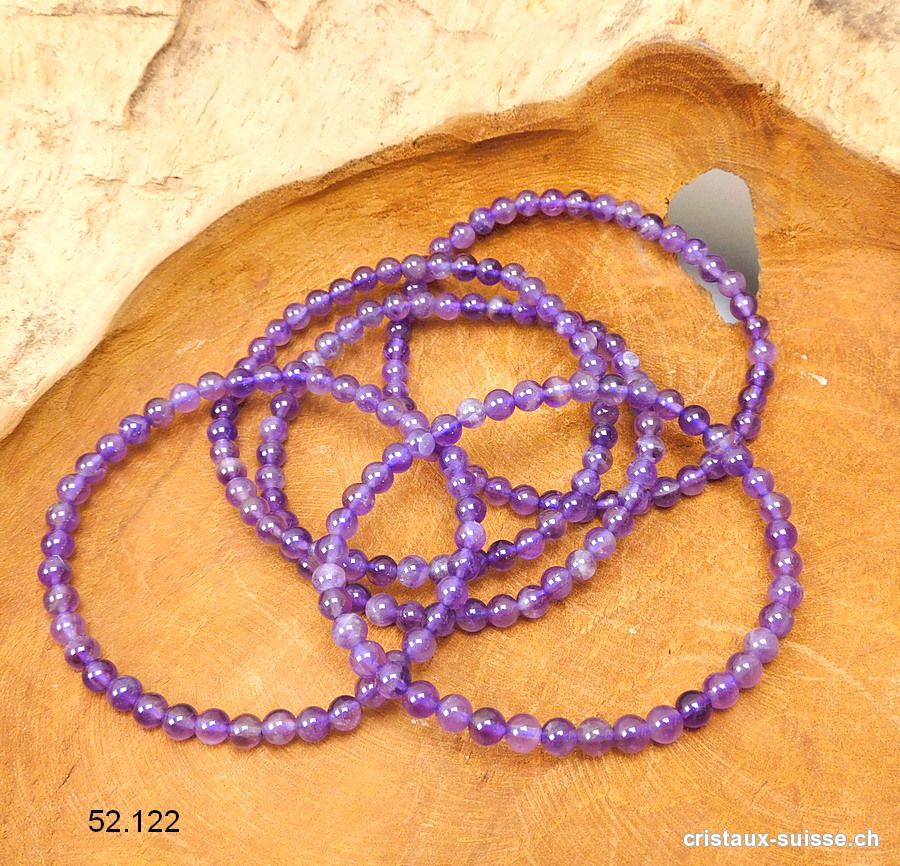 Bracelet Améthyste 4,5 mm / 19 cm. Taille L