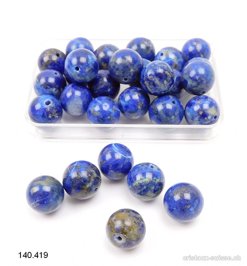 Lapis-lazuli AB, boule percée 9,8 - 10 mm. OFFRE SPECIALE