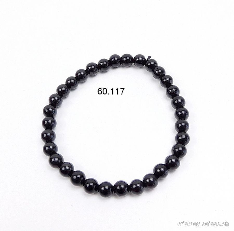 Bracelet Tourmaline noire 6-6,5 mm / 18 cm. Taille M