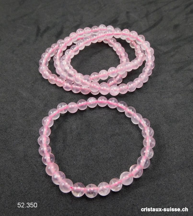 Bracelet Quartz Rose clair 6 mm, élastique 17,5 cm. Taille SM. OFFRE SPECIALE