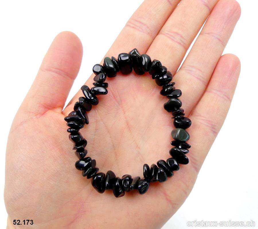 Bracelet Obsidienne noire 18-19 cm. Taille M-L