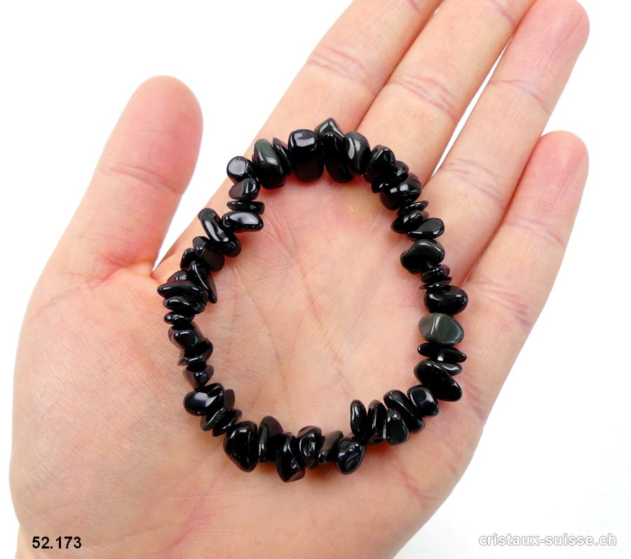 Bracelet Obsidienne noire 18-19 cm. Taille M-L