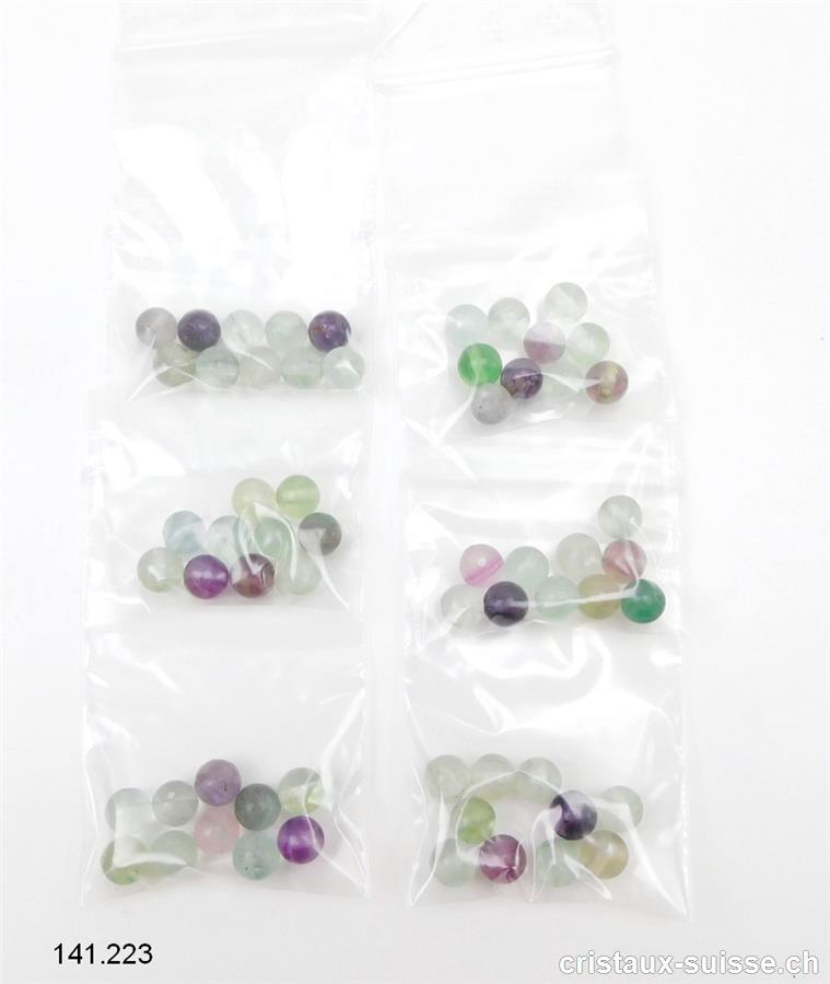 10 x Fluorite dominance verte et violette, boules percées 6 mm