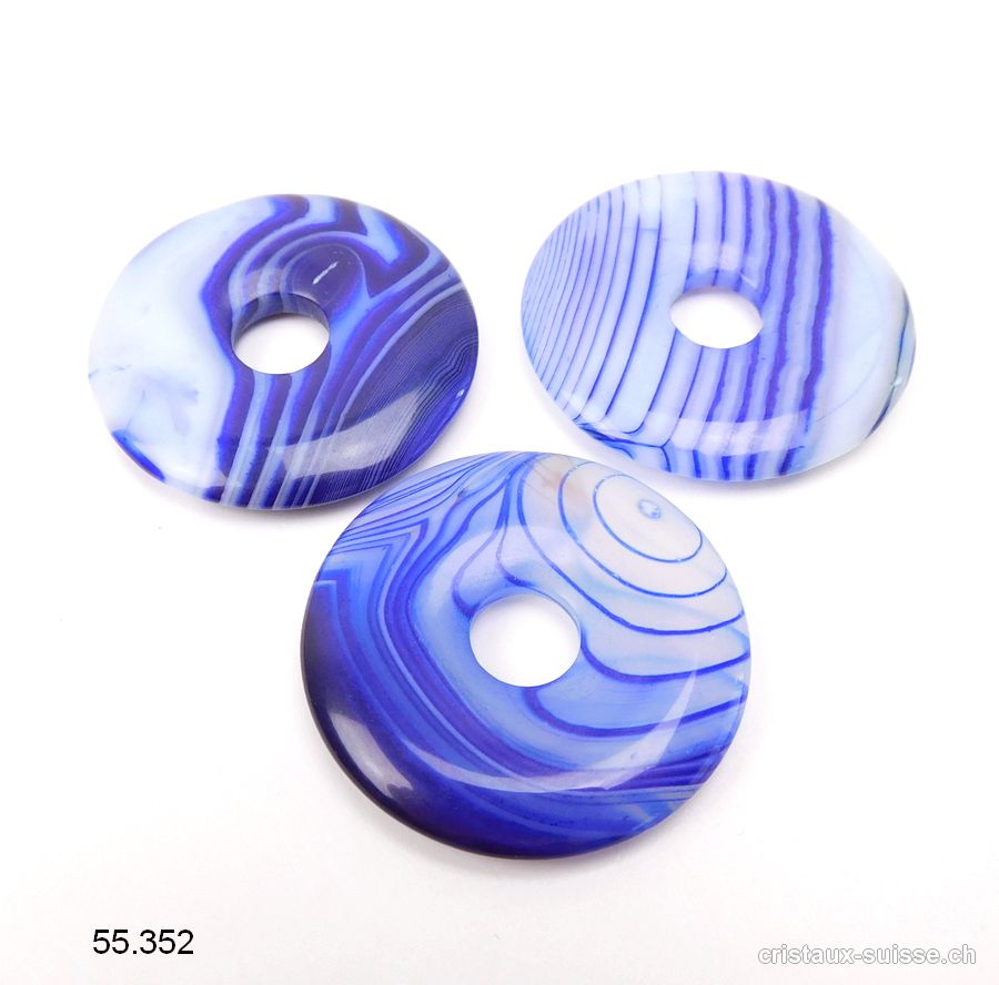 Agate bleue - indigo, Donut 3 cm