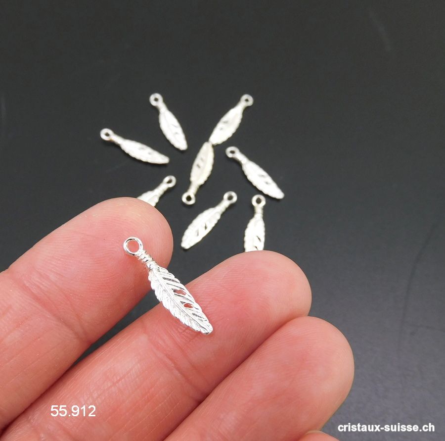 Charm Plume plate en argent 925, 18 mm