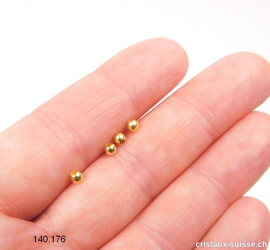 4 x Perles intercalaires ou cosses à écraser 3 mm / trou 1 mm, en argent 925 plaqué or