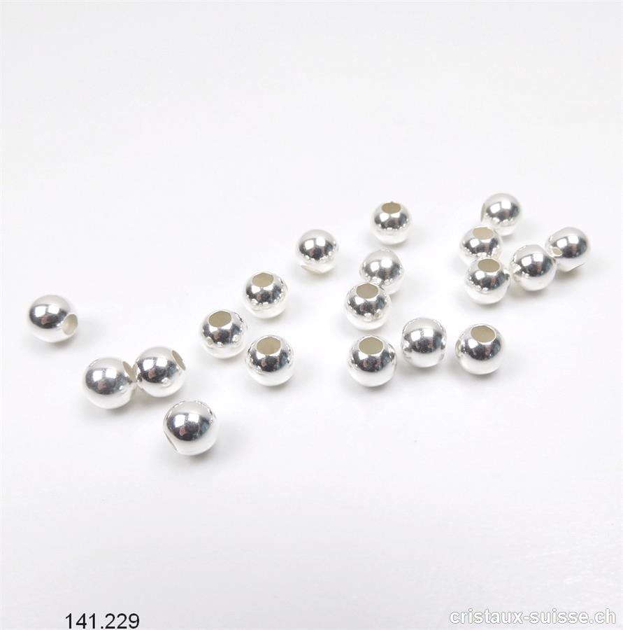 Perle 6 mm / trou 2,4 mm, argent 925