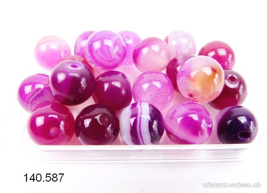 Agate rose pink, boule percée 8 - 8,5 mm. Offre Spéciale