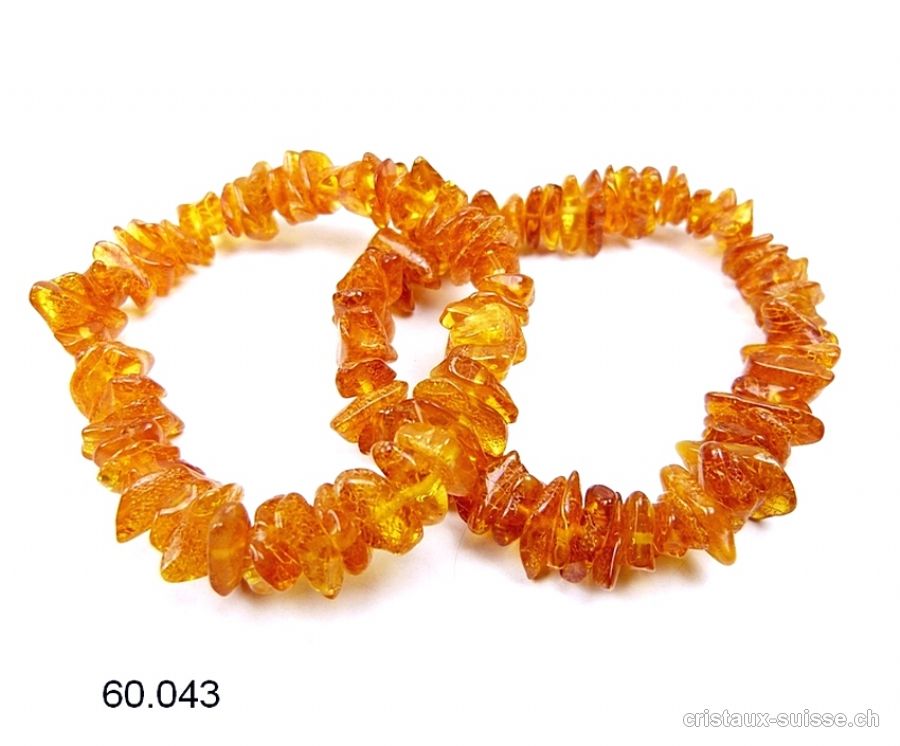 Bracelet Ambre de la Baltique 8 - 12 mm, élastique 18 - 19 cm. Taille M