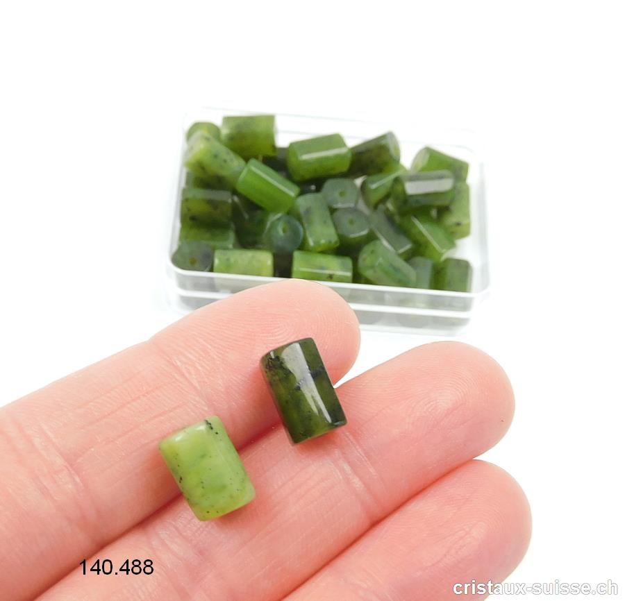 Jade Canada, tube facetté 9 - 10 x 6 - 7 mm
