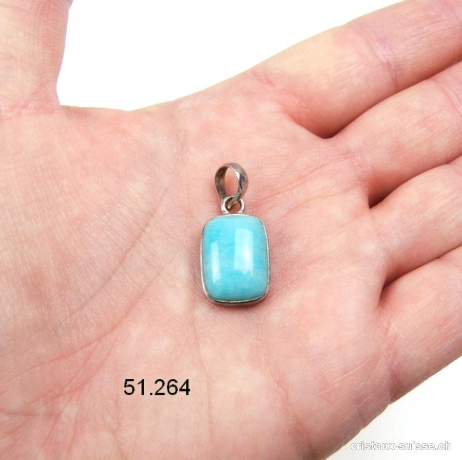 Pendentif Amazonite du Pérou 2,2 x 1,5 cm, en argent 925. OFFRE SPECIALE